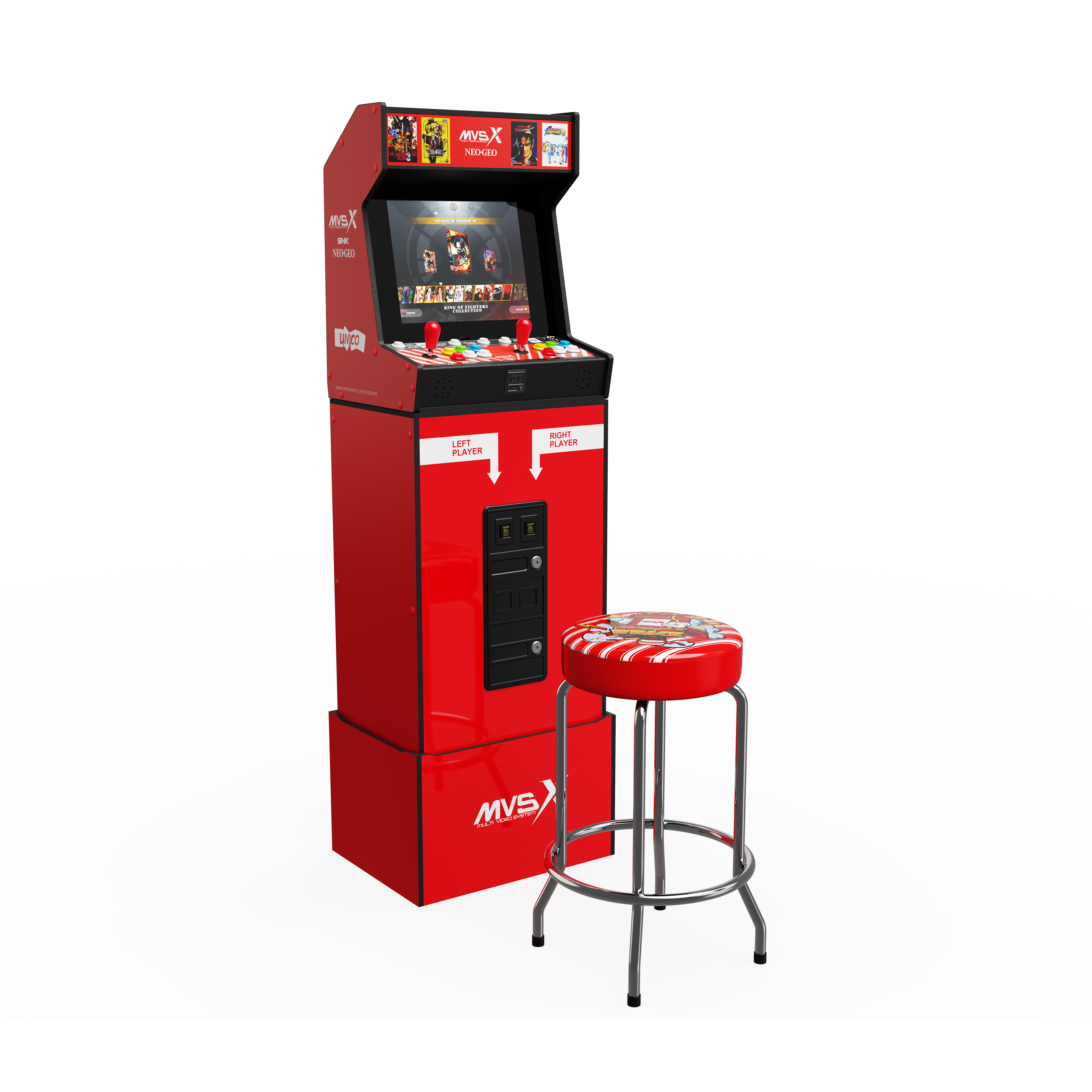 UNICO MVSX ホームアーケード ベース ライザー付き 50個のSNK純正レトロゲーム ゲーム